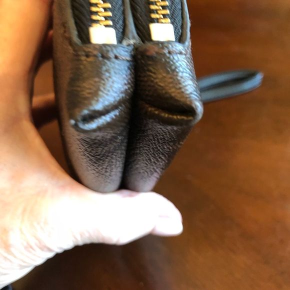 COACH - Signature Corner/Double Zip Wristlet Brown/Black Covered Canvas. PERFECT - Picture 8 of 16